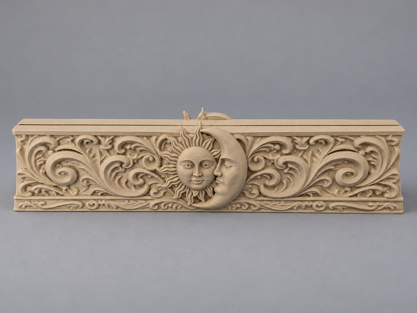 Celestial Three-Card Tarot Holder: Approx. 11.5 × 1.5 inches · 2.5 inches high · holds three cards